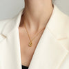 Water Drop Shaped Titanium Steel Clavicle Necklace With Electroplated O Chain Natural Minimalist Pendant Necklace For Women