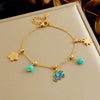 Water Drop Turquoise Elephant Pendant Stainless Steel Women's Vacuum Plated Fashion Animal Design Bracelet