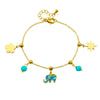 Water Drop Turquoise Elephant Pendant Stainless Steel Women's Vacuum Plated Fashion Animal Design Bracelet