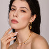Water Drops Stitching Long Earrings And Tassel Clavicle Necklace In Stainless Steel With 18K Real Gold Electroplated For Women Niche Fashion Jewelry