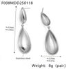 Water Drops Stitching Long Earrings And Tassel Clavicle Necklace In Stainless Steel With 18K Real Gold Electroplated For Women Niche Fashion Jewelry