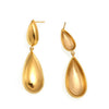 Water Drops Stitching Long Earrings And Tassel Clavicle Necklace In Stainless Steel With 18K Real Gold Electroplated For Women Niche Fashion Jewelry