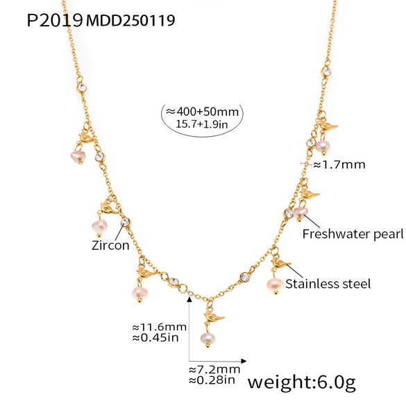 Water Drops Stitching Long Earrings And Tassel Clavicle Necklace In Stainless Steel With 18K Real Gold Electroplated For Women Niche Fashion Jewelry