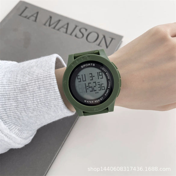 Waterproof Luminous Electronic Watch For Middle School Students Casual Style Plastic Case And Silicone Strap
