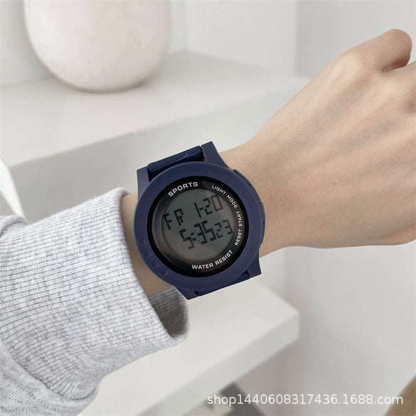 Waterproof Luminous Electronic Watch For Middle School Students Casual Style Plastic Case And Silicone Strap
