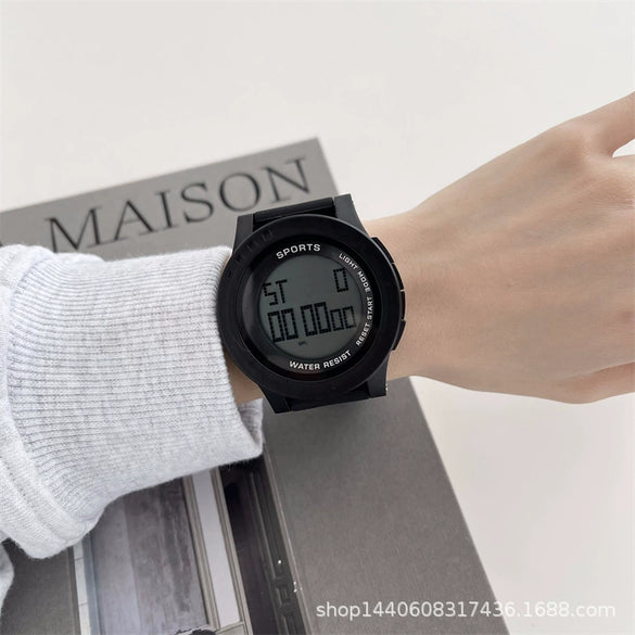 Waterproof Luminous Electronic Watch For Middle School Students Casual Style Plastic Case And Silicone Strap