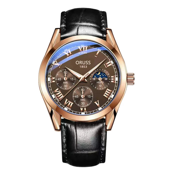 Waterproof Luminous Men's Quartz Watch With Alloy Case Pu Strap And Mineral Strengthened Glass Mirror