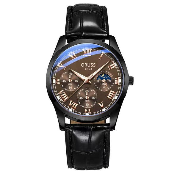 Waterproof Luminous Men's Quartz Watch With Alloy Case Pu Strap And Mineral Strengthened Glass Mirror