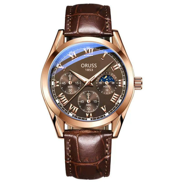 Waterproof Luminous Men's Quartz Watch With Alloy Case Pu Strap And Mineral Strengthened Glass Mirror
