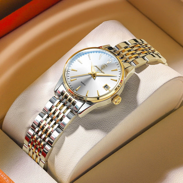 Waterproof Luminous Ultrathin Business Style Watch Alloy Case Stainless Steel Strap Round Dial Sapphire Crystal Glass Mirror
