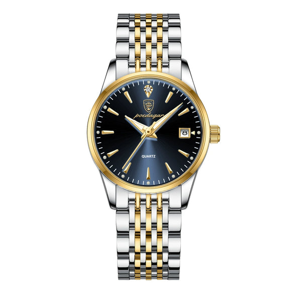 Waterproof Luminous Ultrathin Business Style Watch Alloy Case Stainless Steel Strap Round Dial Sapphire Crystal Glass Mirror