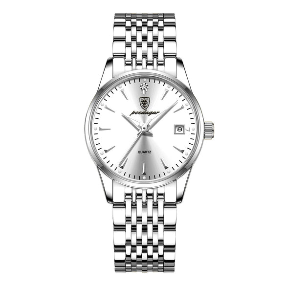 Waterproof Luminous Ultrathin Business Style Watch Alloy Case Stainless Steel Strap Round Dial Sapphire Crystal Glass Mirror