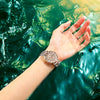 Waterproof Luminous Women's Alloy And Stainless Steel Casual Quartz Watch With Dual Calendar And Round Dial