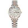 Waterproof Luminous Women's Alloy And Stainless Steel Casual Quartz Watch With Dual Calendar And Round Dial