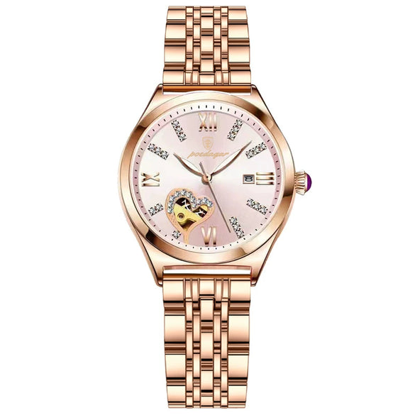 Waterproof Luminous Women's Alloy Case Stainless Steel Strap Round Dial Leisure Watch