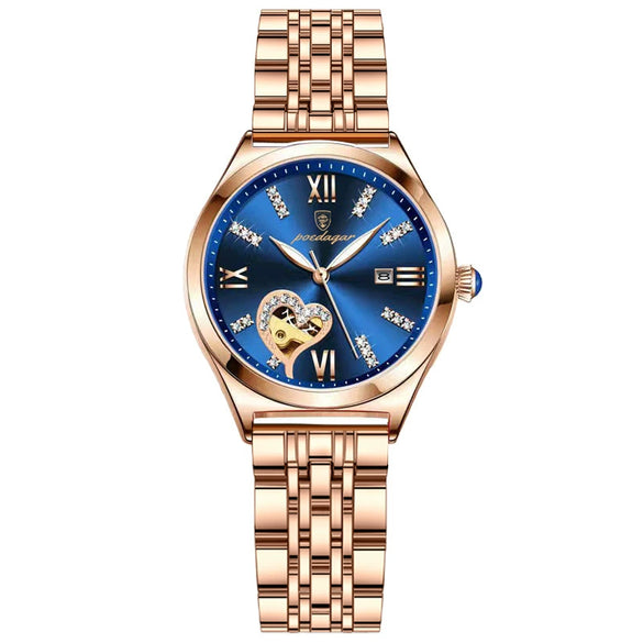 Waterproof Luminous Women's Alloy Case Stainless Steel Strap Round Dial Leisure Watch
