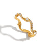 Wave Diamond Ring Stainless Steel Gold Plated Hand Jewelry