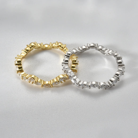 Wave Horse Eye Stacked Ring Made Of 925 Silver With Geometric Design And Electroplating For Women