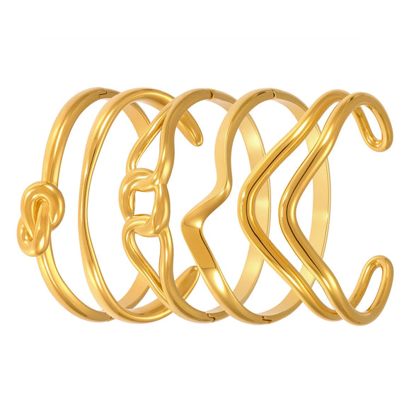 Wavy Line Plain Open Bracelet Stainless Steel Electroplated Fashion Geometric Style