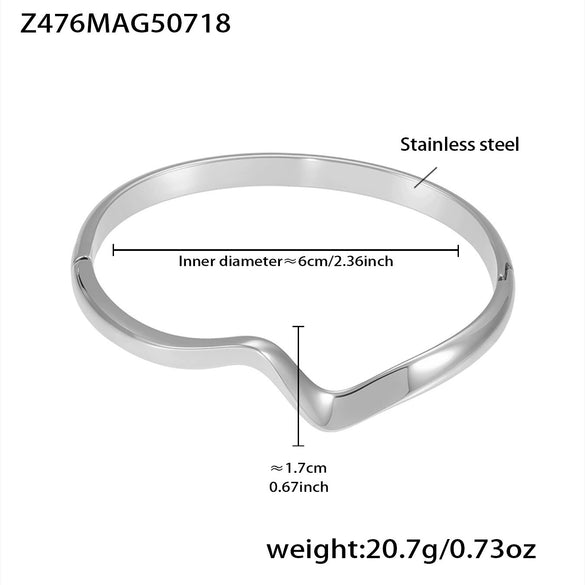Wavy Line Plain Open Bracelet Stainless Steel Electroplated Fashion Geometric Style