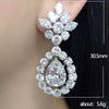 Wedding Accessories Copper Zircon Water Drop Earrings With Flower Design