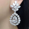 Wedding Accessories Copper Zircon Water Drop Earrings With Flower Design