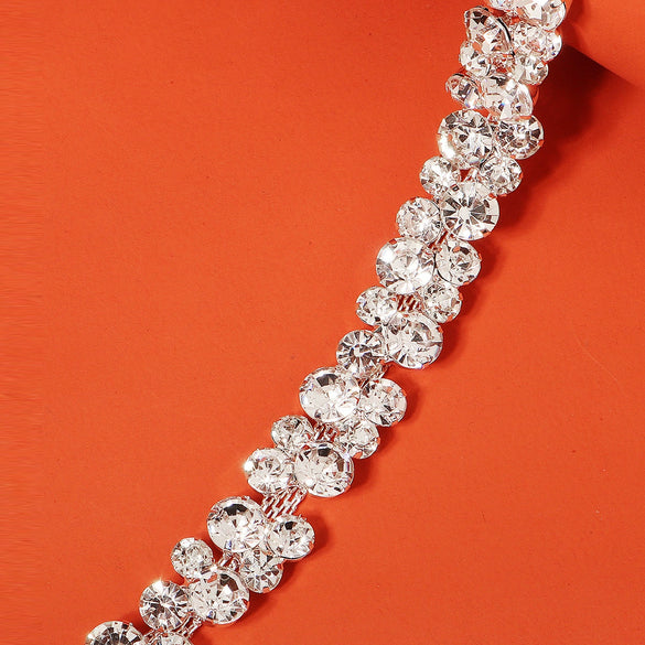 Wedding Accessories Rhinestone Waist Belt Luxury Simple Style With Diamond Pattern Electroplating