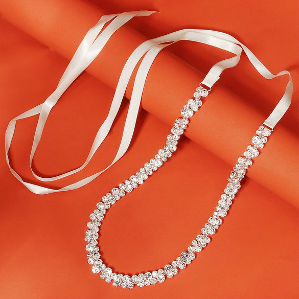 Wedding Accessories Rhinestone Waist Belt Luxury Simple Style With Diamond Pattern Electroplating