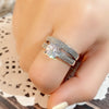 Wedding Ring Couple Style Copper Inlaid Zircon Geometric Design