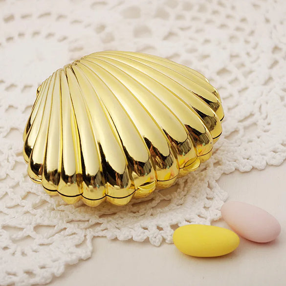 European Wedding Supplies Gold And Silver Shell Shape Creative Candy Box Hershey Candy Box Wedding Packaging Candy Box