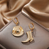 Western Denim Style Copper Geometric Earrings Goldplated