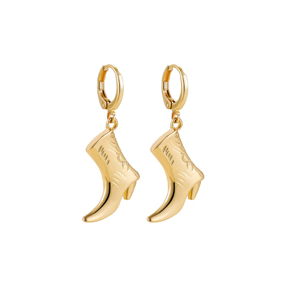 Western Denim Style Copper Geometric Earrings Goldplated