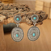 Westernstyle Vintage Turquoise Drop Shape Alloy Earrings With Electroplating