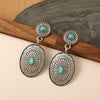 Westernstyle Vintage Turquoise Drop Shape Alloy Earrings With Electroplating