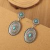 Westernstyle Vintage Turquoise Drop Shape Alloy Earrings With Electroplating