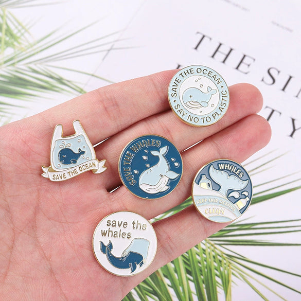 Whale Alloy Baking Paint Brooch Badge Animal Pattern Unisex Cute And Personalized