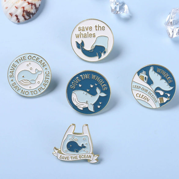 Whale Alloy Baking Paint Brooch Badge Animal Pattern Unisex Cute And Personalized