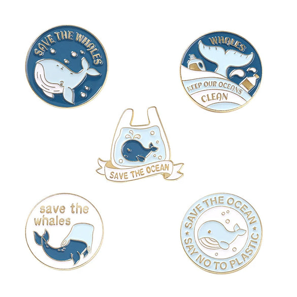 Whale Alloy Baking Paint Brooch Badge Animal Pattern Unisex Cute And Personalized