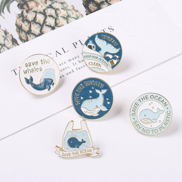 Whale Alloy Baking Paint Brooch Badge Animal Pattern Unisex Cute And Personalized