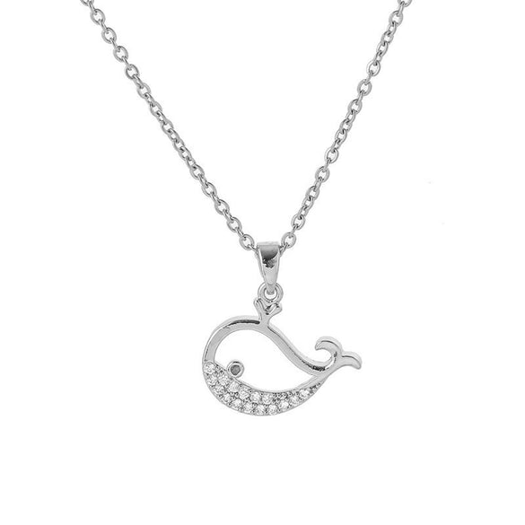 Whale Pendant Titanium Steel Necklace For Women With Copper Pendant And Diamond Design