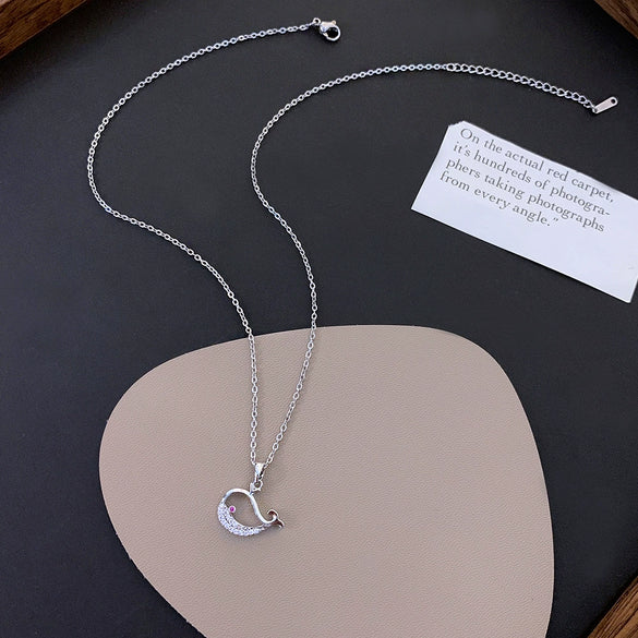 Whale Pendant Titanium Steel Necklace For Women With Copper Pendant And Diamond Design