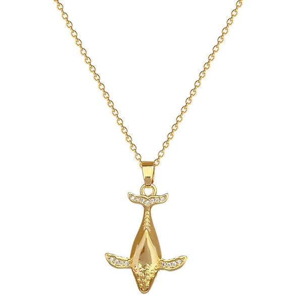 Whale Titanium Steel Stainless Steel Copper Full Diamond Necklace Geometric Style Unisex