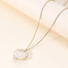 White Crystal Moon And Heart Pendant Necklace With Natural Stone Alloy Charm And Stainless Steel O Chain For Women