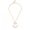 White Crystal Moon And Heart Pendant Necklace With Natural Stone Alloy Charm And Stainless Steel O Chain For Women