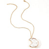 White Crystal Moon And Heart Pendant Necklace With Natural Stone Alloy Charm And Stainless Steel O Chain For Women
