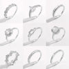 White Gold Plated Sterling Silver Zircon Round Water Droplets Heart Shape Rings