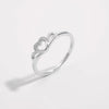 White Gold Plated Sterling Silver Zircon Round Water Droplets Heart Shape Rings