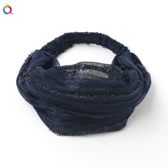 White Handmade Braided Cloth Turban Headband For Women Wide Retro Hair Wrap Headband Wholesale