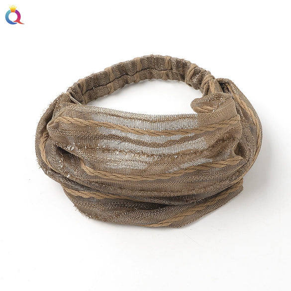 White Handmade Braided Cloth Turban Headband For Women Wide Retro Hair Wrap Headband Wholesale