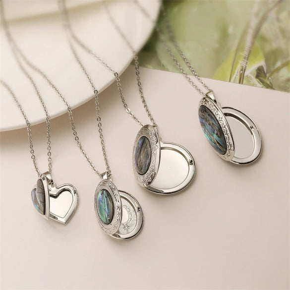 Wholesale Abalone Shell Pendant Necklace With O Word Chain Animal Zodiac Geometric Style Environmentalfriendly